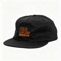 Casquette 5 panneaux en coton de haute qualité avec logo personnalisé, visière plate, non structurée, snapback, en nylon imperméable, avec votre propre logo