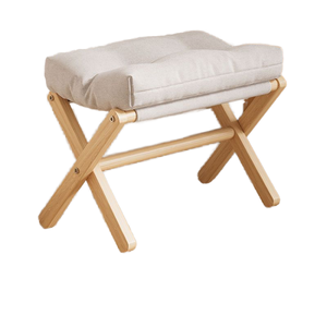 Tabouret pliant repose-pieds avec bois X jambes coussin en mousse épaisse maquillage vanité tabouret <span class=keywords><strong>chaise</strong></span> petit rembourré pour chambre salon - Product Image 6
