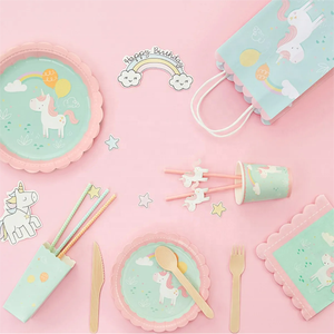 Assiettes en papier personnalisées DAMAI licorne, fournitures de fête pour enfants, articles de fête d'anniversaire, ensembles de vaisselle - Product Image 1