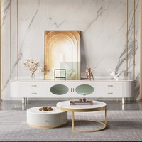 Nouveau design de mobilier de salon, meuble TV et ensemble table basse, meuble TV moderne de luxe avec dessus en marbre