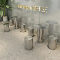 Ensemble table et chaises rondes en acier inoxydable SEM, style moderne et minimaliste, pour café, salon, bar commercial