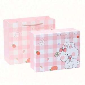 กล่องของขวัญวันเด็ก ลายการ์ตูนกระต่ายน่ารัก ชุดของขวัญสำหรับหลายโอกาส พิมพ์ลายสกรีนบนแก้ว - Product Image 2