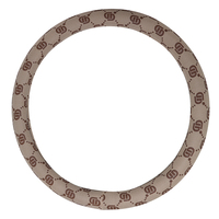 Housse de volant en cuir PVC écologique gris clair 1,1 mm marron avec monogramme lettre D texture tissée accessoire intérieur de voiture