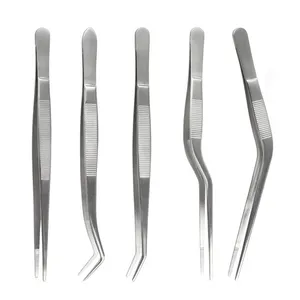 Factory Supplies Offset Plating Tweezers Barman Sushi Chef Tweezers Stainless Steel Kitchen Food Tong Culinary Tweezer