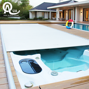 Cubierta motorizada de aluminio con lamas enrollables para piscina, impermeable, con aislamiento térmico y de seguridad para piscinas de villas, spas y jacuzzis. - Product Image 3