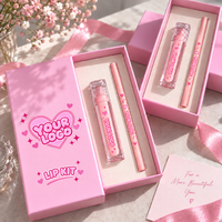 Nouveautés : Kit Lèvres Hydratant 2-en-1 Personnalisable avec Logo – Brillant et Haute Brillance, Marron, 2 Pièces (Gloss et Crayon à Lèvres) – Marque Privée