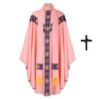 Chasuble de prêtre catholique, robe de messe médiévale, cosplay, vêtement brodé, robe de prêtre vintage, robe ample, cape