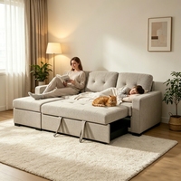 Canapé-lit moderne en tissu extensible et pliable multifonctionnel avec structure métallique pour salon, canapé-lit convertible