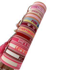 Nom personnalisé conception <span class=keywords><strong>texte</strong></span> personnalisé/Logo broderie à la main <span class=keywords><strong>amitié</strong></span> Bracelet Bracelet pour mariage vacances bijoux - Product Image 4