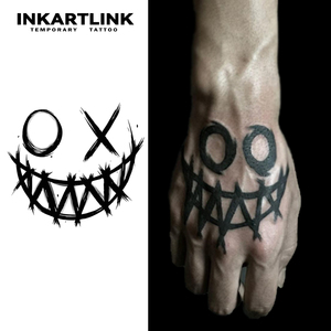 Adesivo per Tatuaggio Semipermanente Impermeabile per il Corpo, Faccina Sorridente Scura, Ecologico, Lunga Durata 15 Giorni, Personalizzabile - Product Image 1