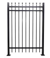 Panneau de clôture tubulaire en aluminium noir robuste de 1,8 m pour jardin de villa en Australie avec embout de poteau moulé 3D