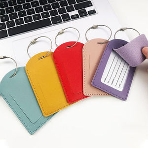 Etiquetas de nombre personalizadas, etiqueta de equipaje de cuero PU con correa, etiqueta de equipaje impresa con logotipo para recuerdo de boda, identificadores de equipaje para maletas - Product Image 5