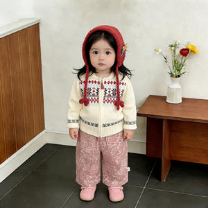 Tenue de printemps extrêmement élégante, pull en jacquard acrylique vintage Fair <span class=keywords><strong>Isle</strong></span>, vêtements d'automne pour bébés et tout-petits, vêtements élégants pour filles - Product Image 1