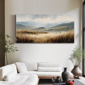 Peinture à l'huile encadrée sur toile, paysage peint à la main, art mural pour la décoration des couloirs et entrées d'hôtels de charme - Product Image 3