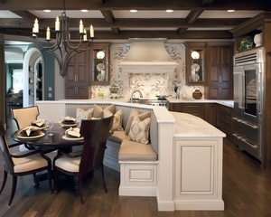 <span class=keywords><strong>Isola</strong></span> da Cucina Classica in Stile Country di Lusso su Misura con Tavolo Personalizzato e Panca con Sedute, <span class=keywords><strong>Isola</strong></span> da Cucina Verniciata Marrone - Product Image 4