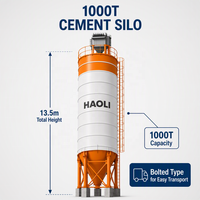 Silo à ciment boulonné 1000T avec dépoussiéreur pour centrale à béton ; Réservoir de stockage en acier de grande capacité 13,5 m