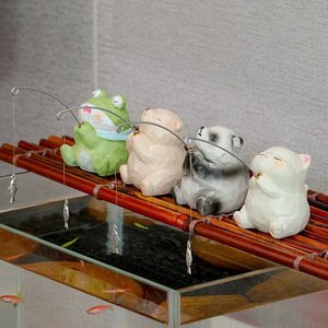 Figuras de animales de pesca, decoraciones de resina para acuarios, adornos creativos para decoración de escritorio, decoración para acuario - Product Image 1