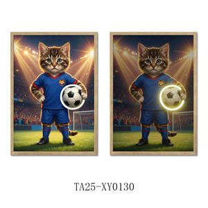 Art mural en MDF avec impression UV néon <span class=keywords><strong>aquarelle</strong></span> sur le thème du football, animaux mignons, décoration de chambre 40x30cm - Product Image 1
