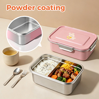Kotak Makan Bento Dewasa Anti Bocor Kunci Ganda Stainless Steel 2 Kompartemen Aman untuk Microwave Cetak Logo untuk Anak Sekolah