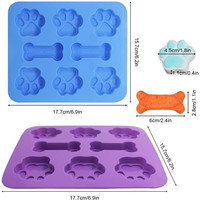 Moules en Silicone 2 en 1, en forme d'os de patte de chien, de qualité alimentaire, 8 cavités, pour le chocolat, la gelée, les gâteaux et la gelée, desserts pour chien