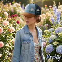 Casquette de baseball décontractée et élégante en jean délavé à motif feuille de vigne, style rétro classique, idéale pour les voyages et les activités sportives en extérieur, vente en gros sur mesure