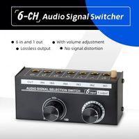 Boîtier sélecteur audio, commutateur de sélection de signal directionnel, canal sonore stéréo L/R, haut-parleur 3,5 6,5 mm, 6 entrées 1 sortie