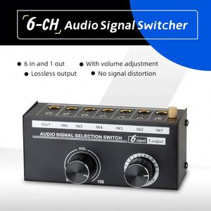 Boîtier sélecteur audio, commutateur de sélection de signal directionnel, canal sonore stéréo L/R, haut-parleur 3,5 6,5 mm, 6 entrées 1 sortie - Product Image 3