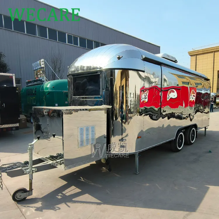 WECARE desain baru Trailer makanan ringan seluler sepenuhnya dilengkapi jalan Jagung Anjing panas Burger Taco truk makanan dengan Oven Pizza