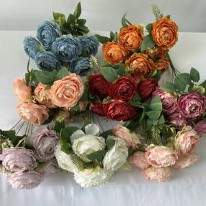 <span class=keywords><strong>Flores</strong></span> de Seda al por Mayor, Ramo de Peonías Decorativas Blancas y Rosas para Decoración de Bodas - Product Image 2