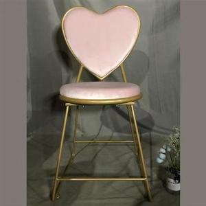Taburete de tocador sencillo para dormitorio de niña con respaldo Love, silla popular en Instagram, elegante y lujosa para manicura. - Product Image 2