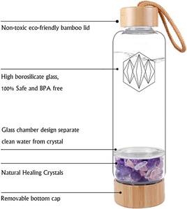 Botella <span class=keywords><strong>de</strong></span> <span class=keywords><strong>agua</strong></span> <span class=keywords><strong>de</strong></span> cristal Elixir, Gema Natural, 16,9 oz, con funda protectora y cristal extraíble - Product Image 2