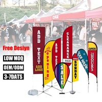 Publicité promotionnelle, installation facile, bannières volantes en polyester, drapeaux de plage, impression personnalisée du logo, drapeaux à plumes d'extérieur