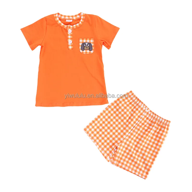 Boutique Customized Toddler Boys Clothing Sets Cute Embroidery Baby Boys Outfits