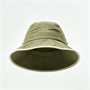 Sombrero de Pescador Verde Oliva de Secado Rápido, 100% Poliéster, con Borde Blanco, Bordado ACE OUTDOORS, Protección UV UPF50, Venta al Por Mayor - Product Image 4
