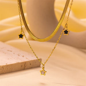 Ensemble de Bijoux Tendance en Acier Inoxydable : Collier et Bracelet à Chaînes Multicouches avec Breloques Étoiles, Nouvelle Tendance pour Femmes et Cadeaux de Fête pour Filles - Product Image 3