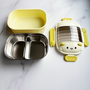 Cute Cartoon 304 Stainless Steel Bento <b>Box</b> 2 <b>Compartments</b> Leak Proof Kids <b>Lunch</b> <b>Box</b> Portable Food Container for School - Product Image 6