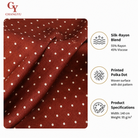 Tissu tissé 55% Rayonne 45% Viscose à pois roux-brun, doux et fluide, imprimé numérique 5D, léger, pour robes, chemisiers et jupes pour filles et femmes