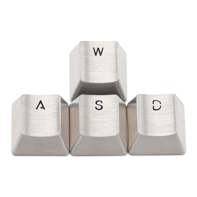 Stainless Steel MX Keycap Silver Color Metal Keychain for Mechanical Keyboard Gaming Key WASD Key Light Backlit Doll Safe