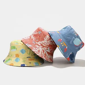 Custom child kids bucket hats,100% cotton printed bucket hats ,custom pattern summer hats