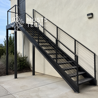 Escalier extérieur en acier sur mesure de luxe pour la maison, fabrication architecturale, échantillon approuvé