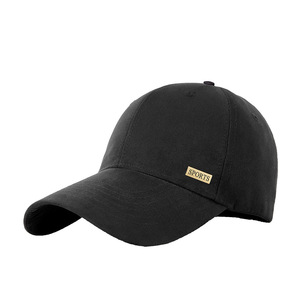 Casquette de baseball en daim pour homme, noire, à large bord, protection solaire, logo sportif - Product Image 1