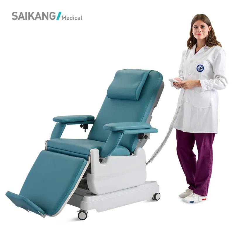 SKE-120A Factory Hospital Examination Equipment Multifunction Patient Blood Electric Dialysis Chair with Wheels