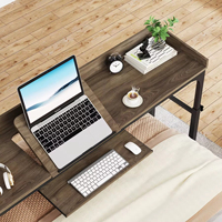 Table mobile réglable et écologique avec 2 prises CA et 2 ports USB sur roulettes, pour ordinateur portable sur lit, taille Queen