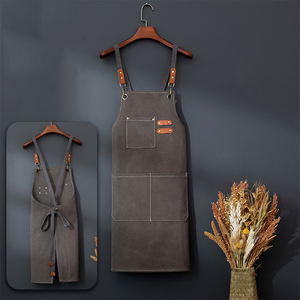 ผ้ากันเปื้อนทำครัวแบบกันน้ำ กันน้ำมัน ผลิตจากผ้าแคนวาสคอตตอน 100% สำหรับผู้ชาย ใช้ในบ้าน <span class=keywords><strong>ร้าน</strong></span>กาแฟ รับผลิตตามสั่งขายส่ง - Product Image 5