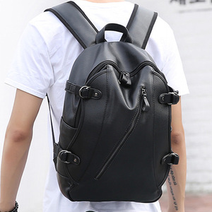 Li Qi <b>Backpack</b> For <b>Men</b> Women Large Capacity PU Leather With Usb Port Business Travel Laptop Commuting Casual Solid Color - Product Image 2