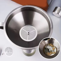 Entonnoir en acier inoxydable de 15 cm de qualité alimentaire avec filtre en maille, verseur d'huile et de vin épaissi de 13 cm, entonnoir à large ouverture pour la cuisine domestique