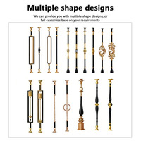 Balustre d'escalier en alliage d'aluminium noir et or de luxe, contemporain et de haute qualité, pour décoration intérieure, embout de rampe métallique