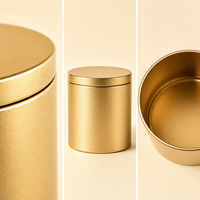 Boîte en métal doré avec couvercle, boîte ronde pour bougies, conteneur en aluminium cylindrique pour emballage de cadeaux cosmétiques, vente en gros