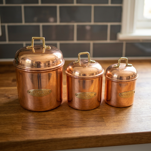 Conteneur de stockage alimentaire écologique en cuivre et laiton traditionnel avec couvercle et poignée en laiton pour le thé, le sucre, le café, la farine - Product Image 2