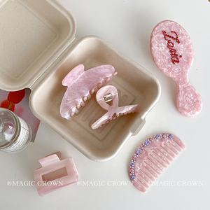 Распродажа, розовые кавайные эстетические расчески для волос, набор симпатичных ацетатных заколок для волос для женщин и детей, для ежедневного использования - Product Image 4